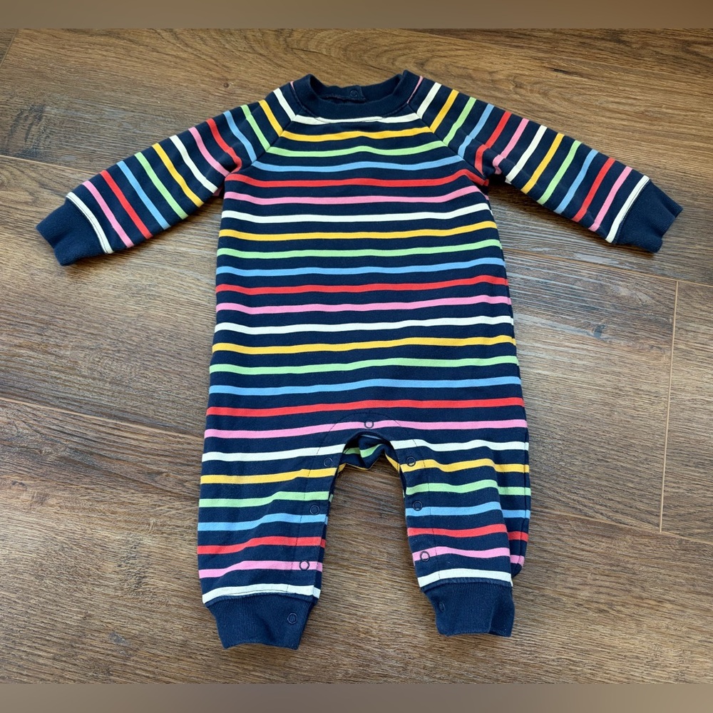 Primary Rainbow striped Romper 3-6M